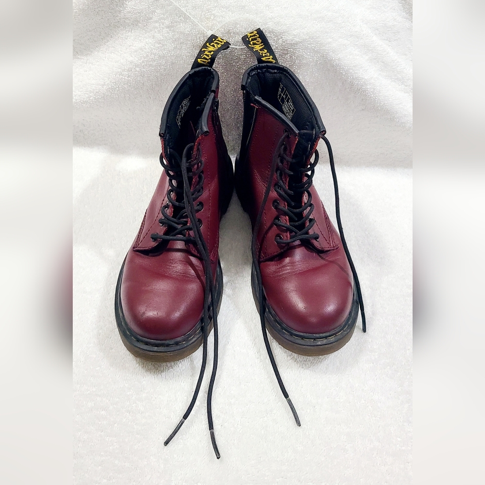 Burgundy Dr. Martens Boots Youth Sz 1 Air Wair Delaney Side Zip Combat AW004